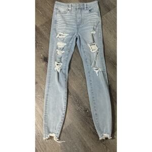 American Eagle Outfitters Next Level Stretch Hi-Rise Jeggings Size 0 Distressed